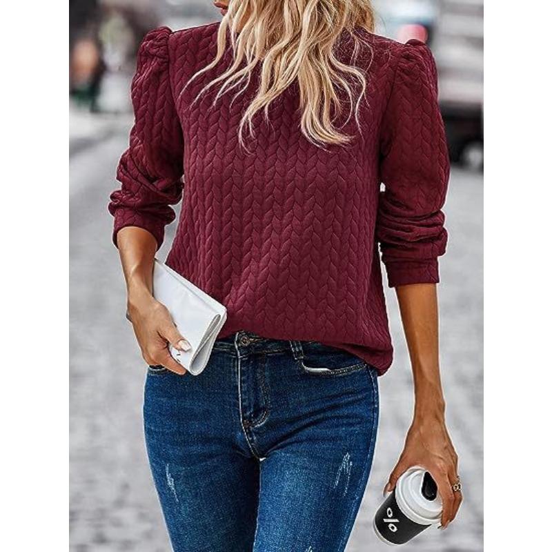 IHUASU Women's Fashion Casual Long Sleeve O-Neck Blouses & Shirts