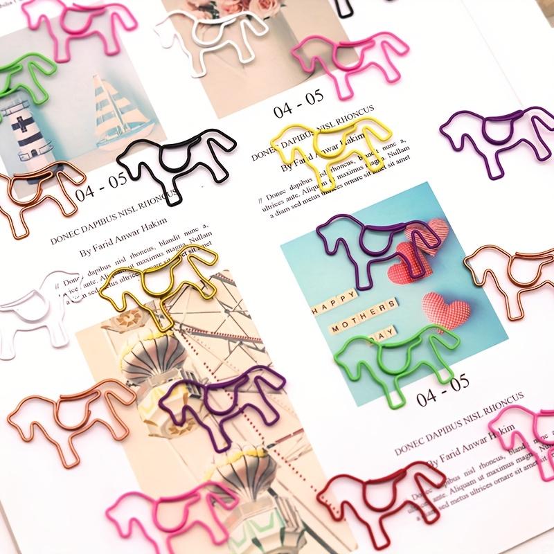 20pcs Colorful Horse Design Metal Paper Clips Creative Animal Shaped Bookmark Binder Clips for Teachers Office School Supplies