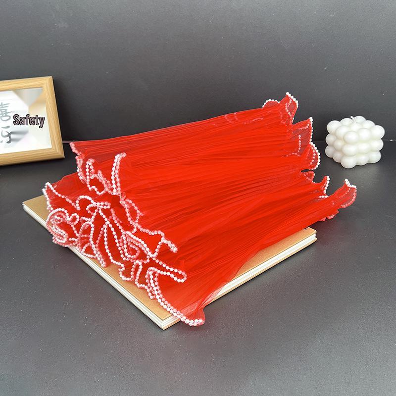 Korean Pearl Ruffle Gauze Floral Bouquet Wrapping Material - Pleated Mesh Wave Gauze