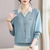 Women's Stylish Long-Sleeve Knitted Collared T-Shirt