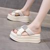 Fashion High-Heeled Shoes Lady Woman's Slippers Glitter Slides Fashion Low Platform On A Wedge 2025 Jelly Luxury Summer Soft Rome Crysta