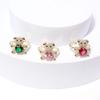 Colored Crystal Heart-shaped Opening Adjustable Ring Handmade Jewelry Party Gift