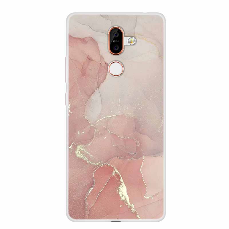 För Nokia 7 Plus Fodral Marmor Mjuk Silikon Baksida Telefonfodral Modefodral Coque Nokia7 Plus Stötsäkert Fundas