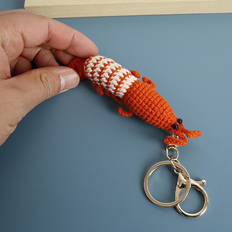 Funny Shrimp Doll Crochet Keychain Cute  Shrimp Pendant Keyrings Creative Novelty Backpack Decoration Accessories Gifts