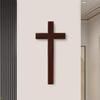 YUYAKESHI Beech Wood Wall Cross with Jesus Christ Design, Christian Gift, Sunday School Decoration, Antique Style, Religious Ornament, 31*15*2cm (Red)