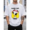 Casual Sporty Style Men'S T- Shirt Football with Bow Tie Game Day Vibes Design for Soccer Fans Summer Wear Gift for Sports Lover, Plus Size