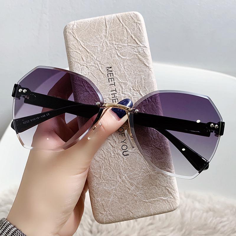 Frameless Irregular Sunglasses for Women - Trendy Sun Protection Style Seen on Kuaishou Live Broadcast Sunglasses