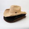 Handgehäkelter Western-Cowboyhut aus natürlichem Raffiastroh für Damen Herren Sommer Breiter Rand Sonnenhut Outdoor Atmungsaktiv Strand Panama