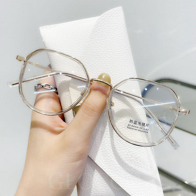 Metal Round Anti Blue Light Glasses Women Men Retro Square Frames Transparent Brown Reading Glasses Gafas de Lectura