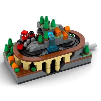 Blocuri de construcție MOC tren cu manivelă blocuri de construcție șină de tren model de tren blocuri de construcție asamblate jucării ornamente pentru băieți și fete