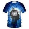 Electronic Chip 3D Print Sports  Breathable Men T-shirt Street Simple Everyday Fun Casual Fashion Short Sleeve Clothing