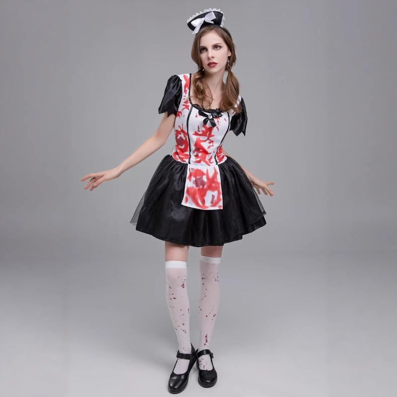Halloween Horror Bloody Maid Costume Maid Zombie Demon Zombie Costume Ghost Festival Party Costume