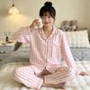 Japanese cute cartoon pajamas women's spring and autumn imitation cotton long-sleeved soft girl casual loungewear suit can be worn outside