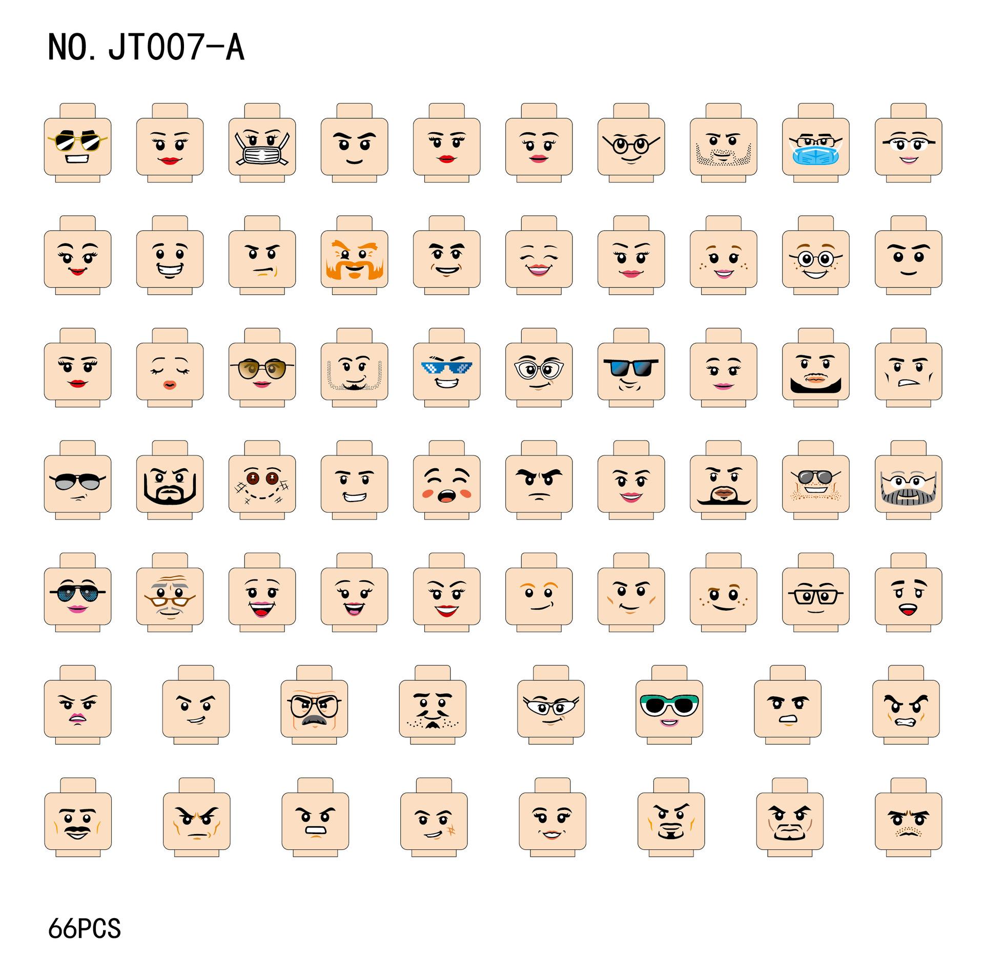

Ovly 66 шт. Строительные блоки Головы Совместимы с Мини Фигурками Собранные куклы Детские игрушки Кирпичи Аксессуары Подарки на день рождения Compatible with Le