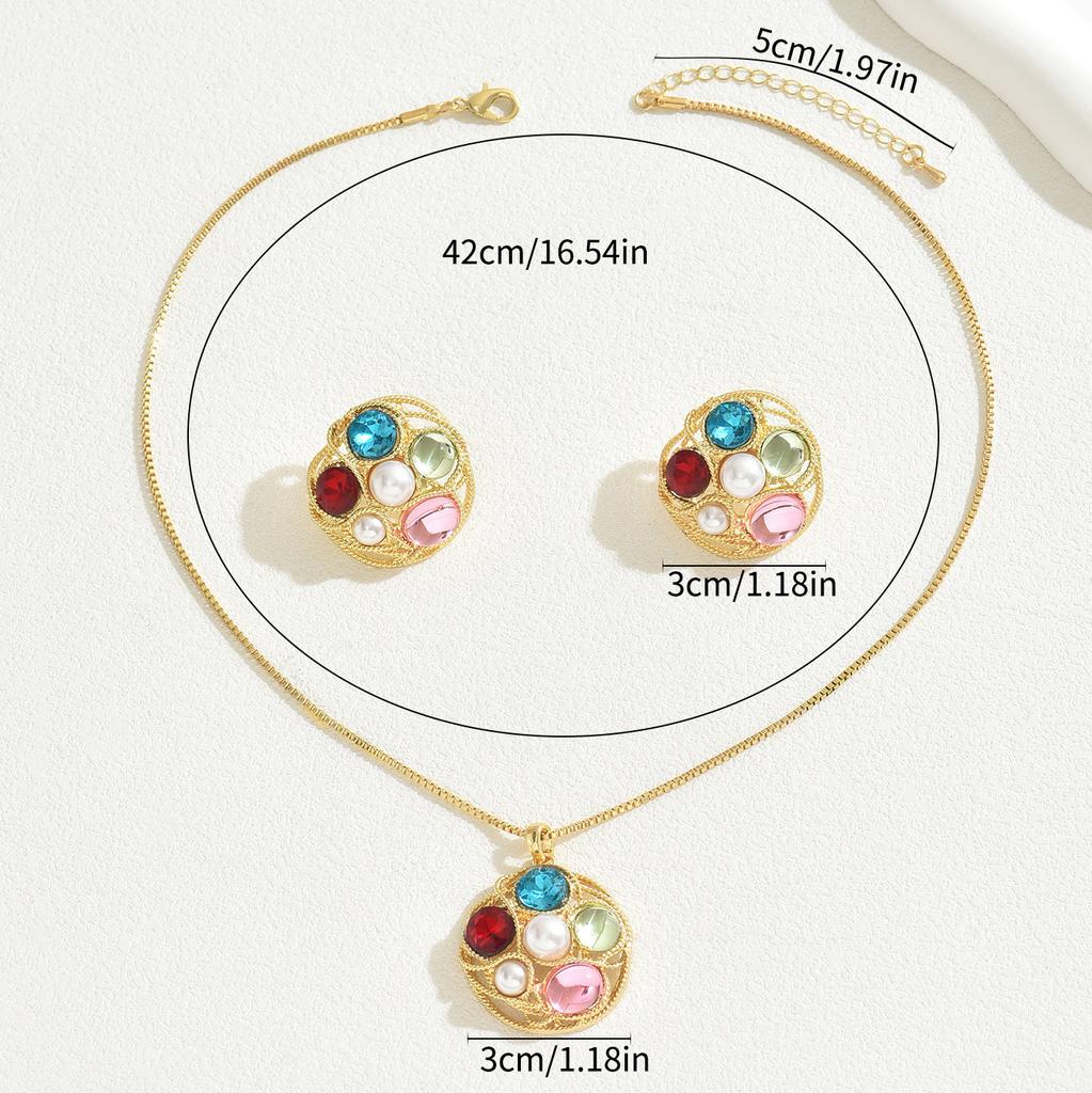 Hot Sale Women's Jewelry Set with Gemstone Wrap Design Long Necklace Pendant Versatile Earrings