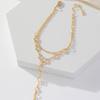 Fashion Multilayer Rhinestone Beaded Bracelet Ring for Women Light Luxury Metal Finger Chain Party Jewelry Accessories Gifts