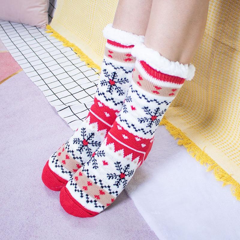 Thickened and Flannel Warm Floor Socks for Women, Autumn and Winter Sleeping, Warm Foot Socks, Anti Slip Plush Foot Covers