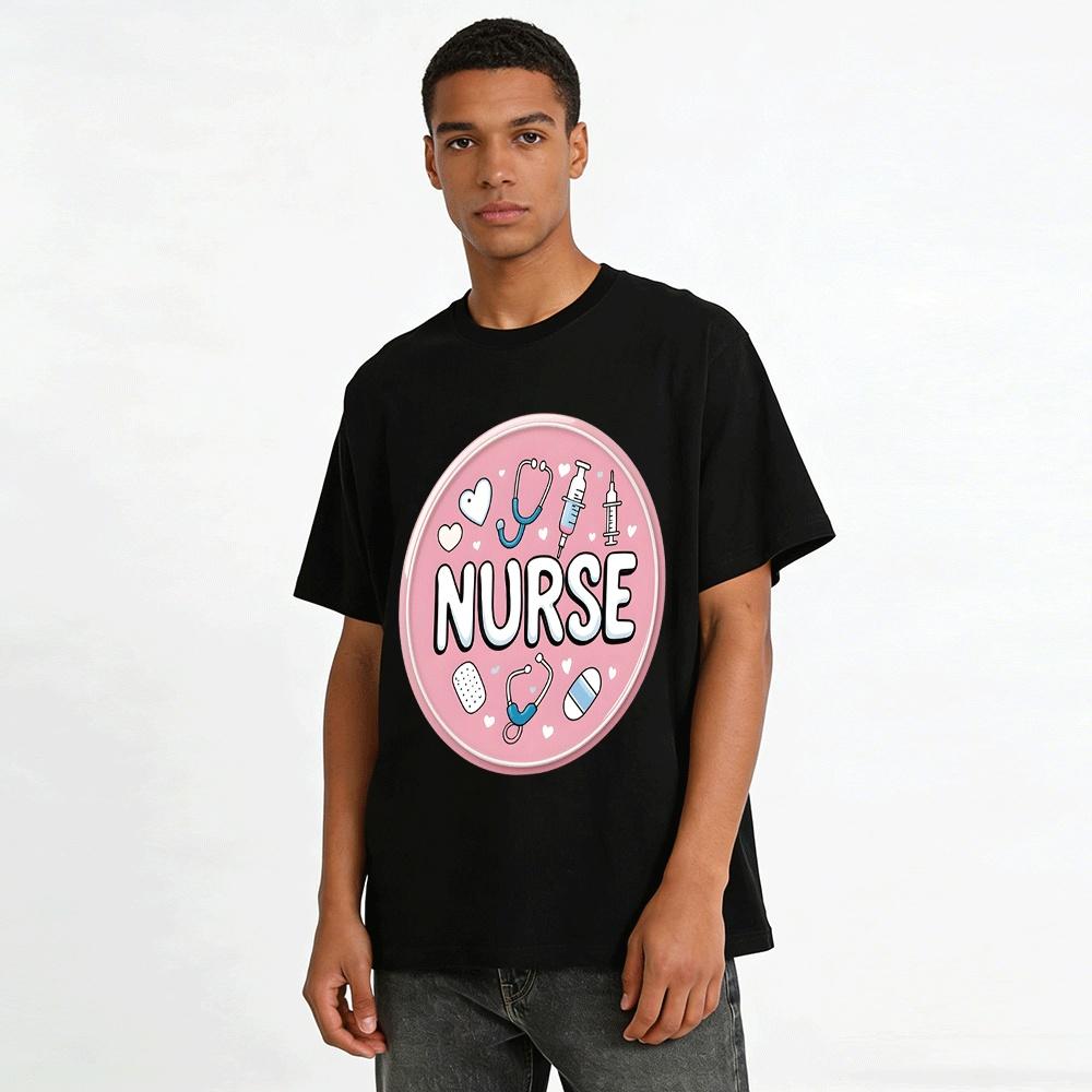 Cute Medical Element Nurse Themed Casual Printed Top Pure cotton T-shirt