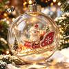 Decorative Hanging Balls Glowing Christmas Story Ornament, Light?Up Mini Holiday Scene Ball with Warm Living Room Ornaments LED Light, Clear Plastic