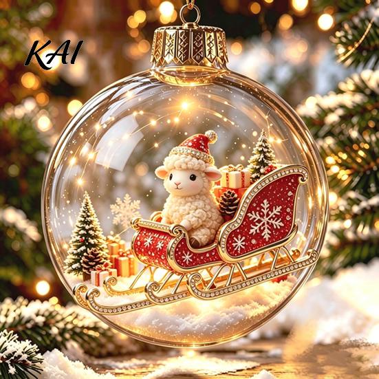 Decorative Hanging Balls Glowing Christmas Story Ornament, Light?Up Mini Holiday Scene Ball with Warm Living Room Ornaments LED Light, Clear Plastic