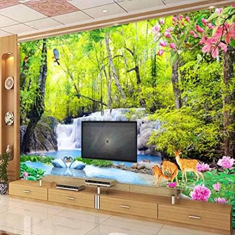Forest Waterfall 3d Wallpaper Natural Scenery Wall Mural Living Room Bedroom Background Decorative Mural