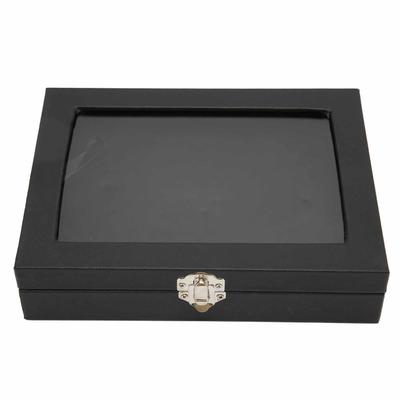 Pin-Vitrine, ordentliche Aufbewahrung, transparent, staubdicht, schwarze Abzeichen-Aufbewahrungsbox für Heimschmuck