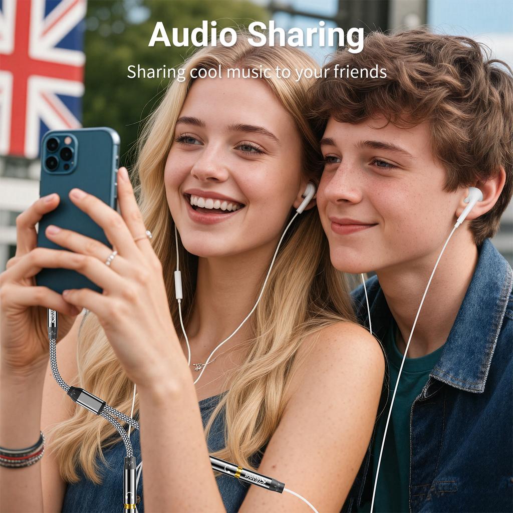 3.5mm Headphone Splitter Audio Adapter HiFi Sound TRRS Stereo Cable For Speaker Calling Compatible with Phone PC Laptop Tablet 6