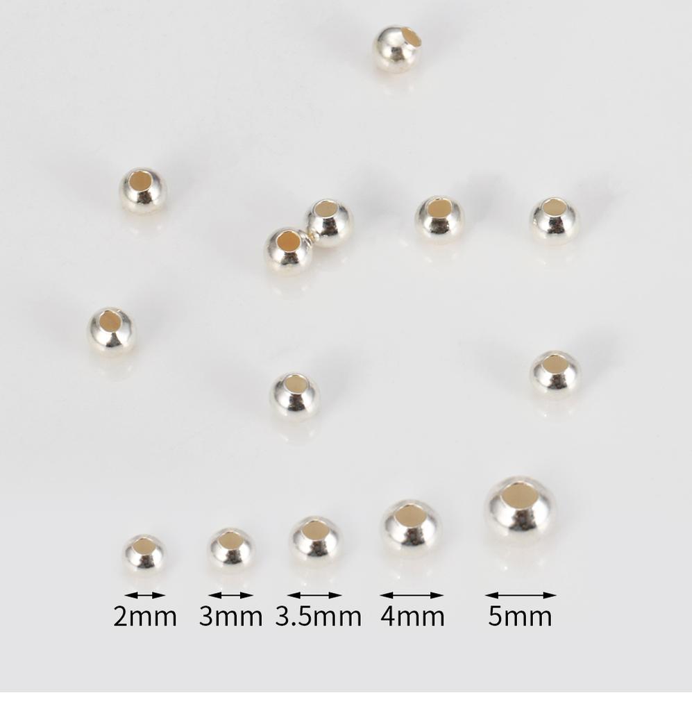 10-30pcs 2-5mm 100% Real 925 Sterling Silver Round Beads Spacer Beads Accessories for Bracelet Necklace Jewelry Making Findings