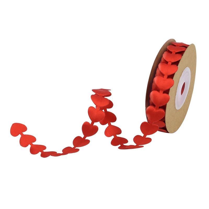 5m/Roll 15mm Heart Polyester Ribbon Tape for Sewing Needlework Craft Decorations Ribbons Handcraft DIY Bow Accessories