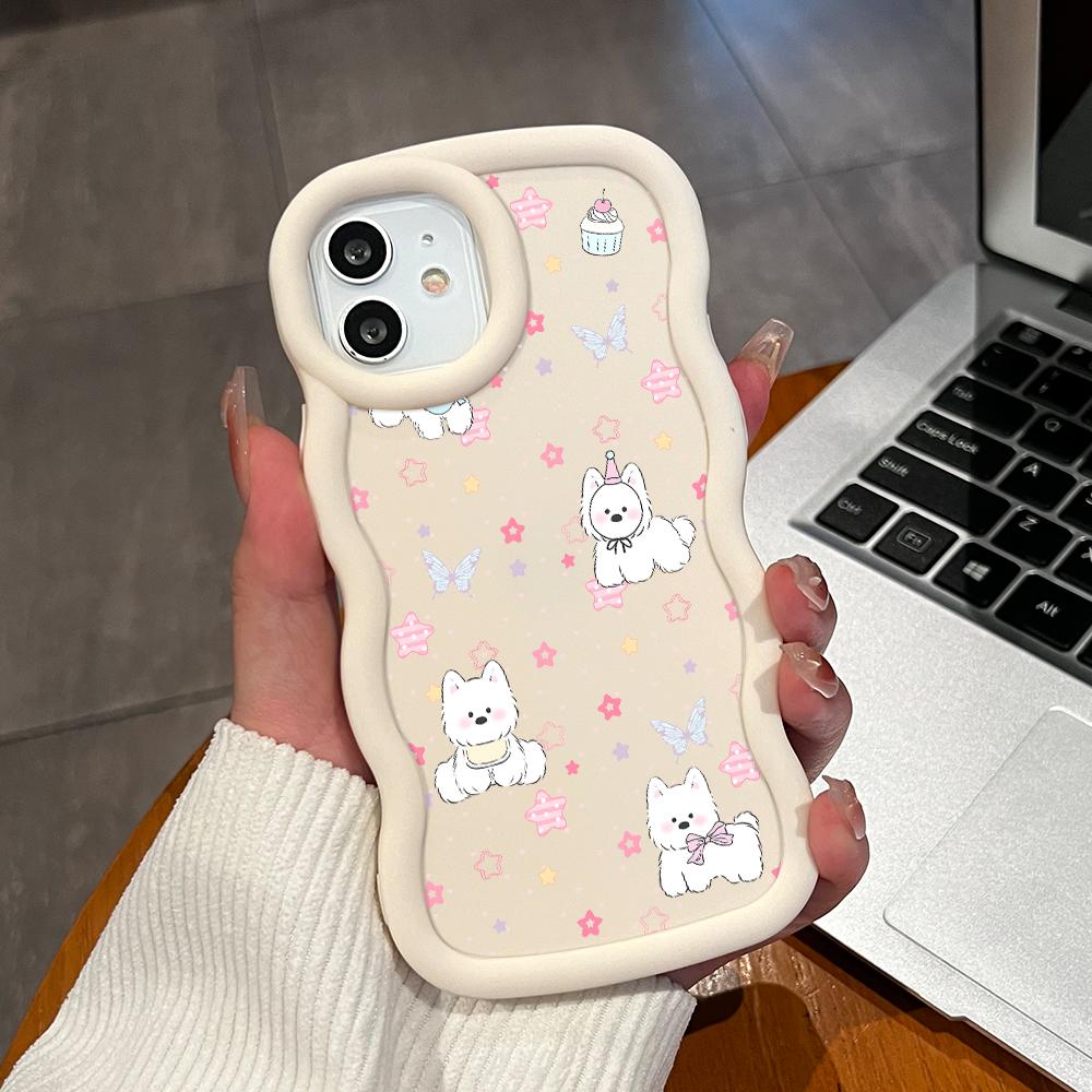 Funda de silicona suave con borde de ola grande y patrón pintado, color macarrón, a prueba de golpes, protectora de goma para iPhone, Huawei, Honor, Infinix y Tecno.