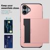 For iPhone 16 Plus Case with Card Holder TPU+PC Phone Cover Dual Layer Shockproof