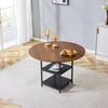 Round Dining Table with 107 Cm Diameter and Double Shelf In Walnut Look, MDF Top + Metal Frame, Suitable for 2–4 People, for European Family Meals.