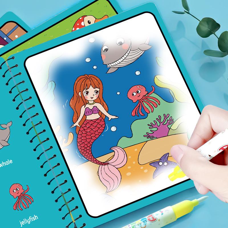 Children's Magic Water Painting Book: Reusable Color Doodle Album with Clear Water Pen for Kindergarten