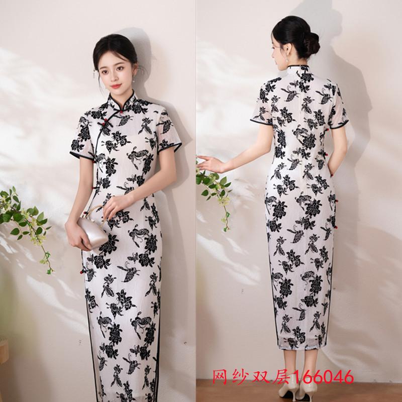 New Chinese black original beautiful cheongsam new middle-aged and elderly temperament advanced sense waist and thin daily wear