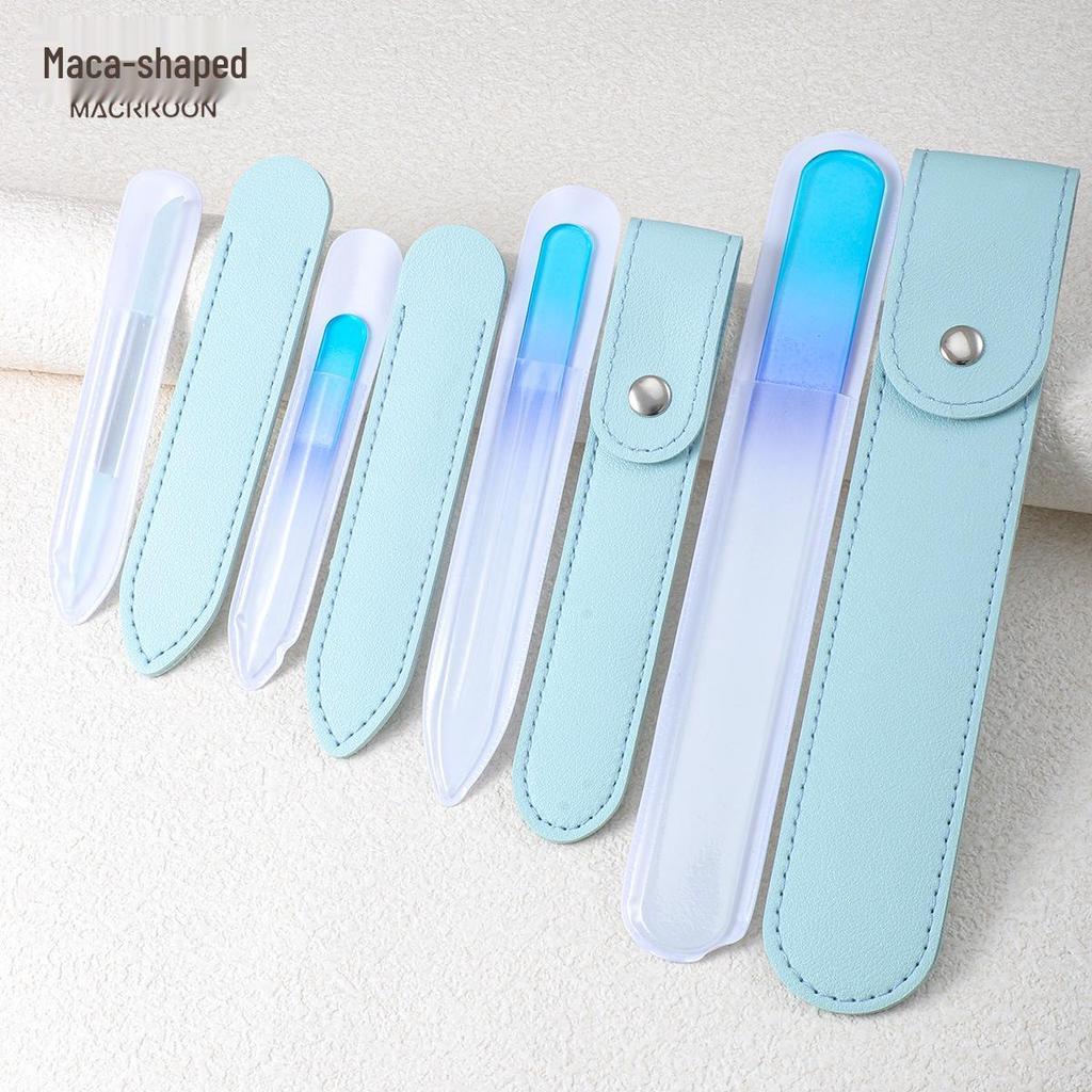 Lime à ongles et tampon double face en cristal bleu nano - Outil de manucure à grain fin