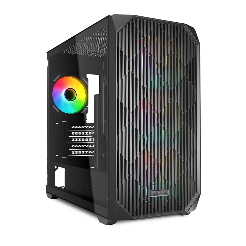 Sharkoon Micro-ATX PC Case MK3 RGB Black, Rear Connector Compatible, Supports 11 Fans, Compatible with Micro-ATXMini-ITX Motherboards, Includes 4 x