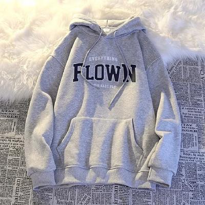 Koreanischer Stil Fleece Harajuku Retro Bedruckt Y2k Hoodie Pullover Herren Damen Locker Bf-Stil Paar Langärmliger Pullover Kleidung