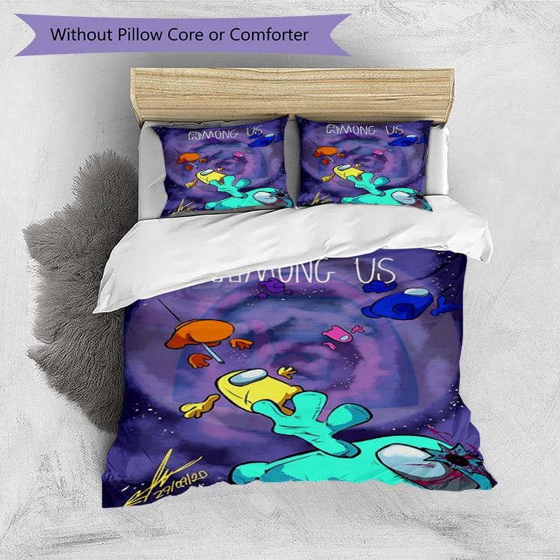 3pcs Duvet Cover Set (1*Duvet Cover + 2*Pillowcase, Without Core), Among Us Print Bedding Set, Bedroom Decor, All‑Season, Birthday Gift