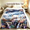 Teddy Bear Theme Custom Blanket Personalized Name & Text Customized Soft Warm Throw Blanket Home Decor