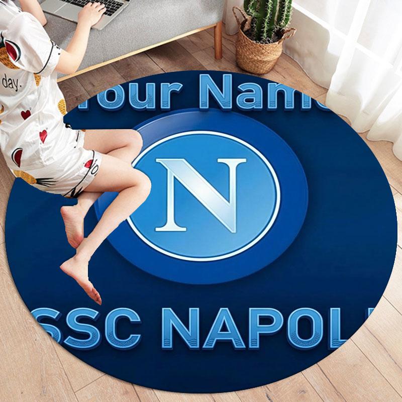 SSC Napoli Custom Name Round Area Rug,Carpet Rug for Living Room Bedroom Sofa Playroom Decor,Non-slip Floor Mat