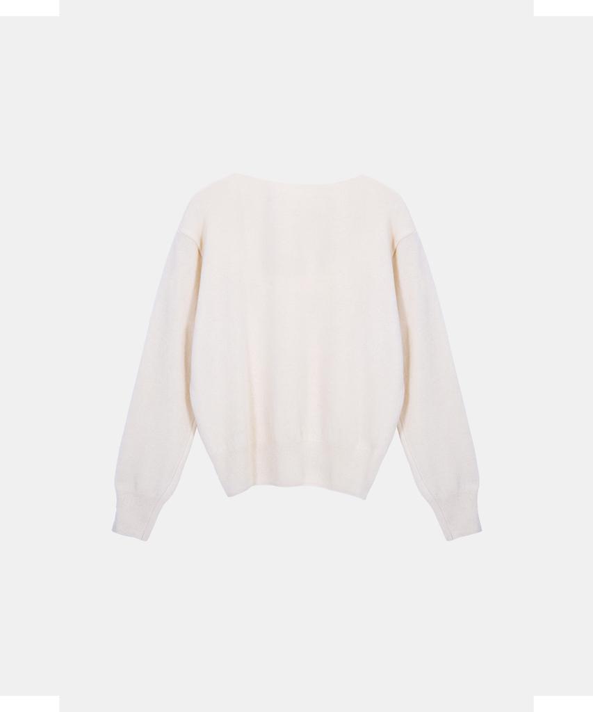 POETSEOUL Sign V-Neck Knit_Ivory