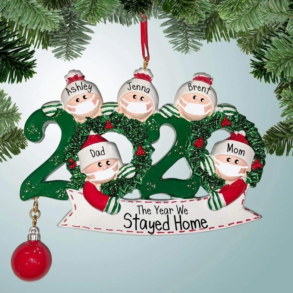 Family DIY Handwritten Name Face Mask Snowman Christmas Tree Hanging Pendant Christmas Decoration