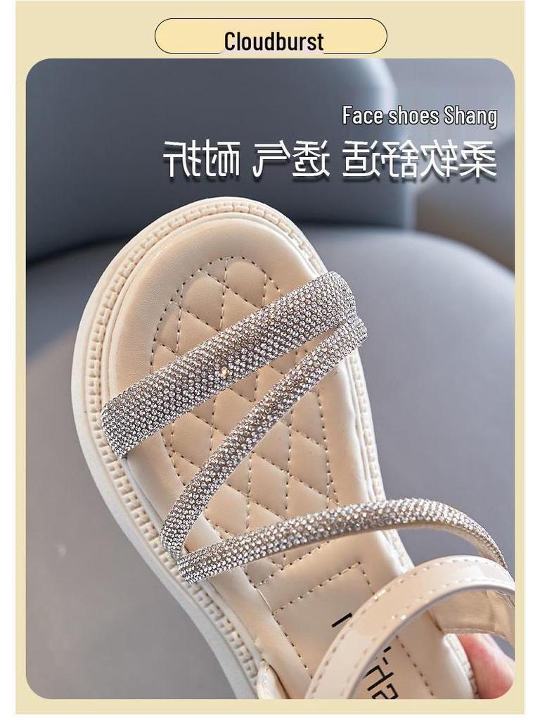 Girls' Soft Sole Open Toe Princess Sandals for Kids - Versatile Roman Style for Medium and Large Children