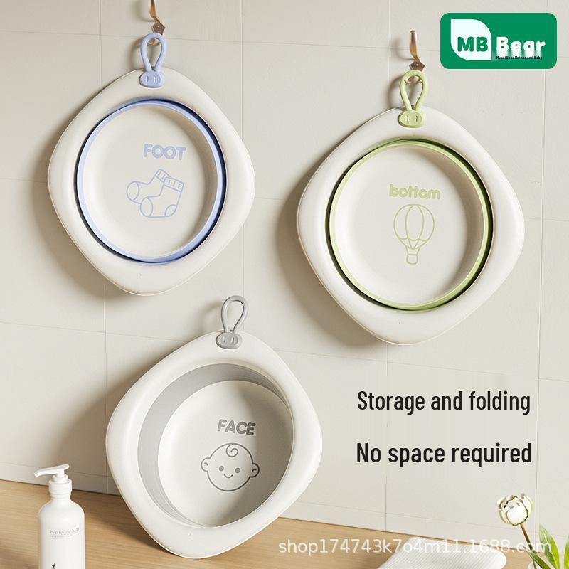 

Portable Japanese Baby Washbasin: Large, Thickened, Foldable for Laundry and Home Use серый