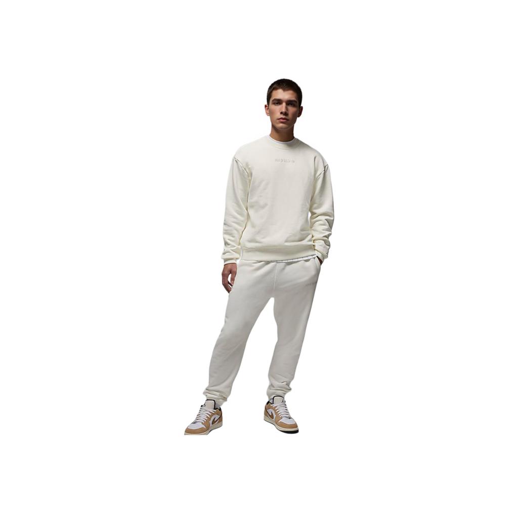 Jordan Felpa con logo a lettera tinta unita Air 1, girocollo, manica lunga, da uomo, bianco sporco FJ7789-133
