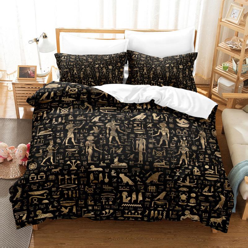 Egyptian Printing Series Bedding 3D Digital Printing Three-Piece Set