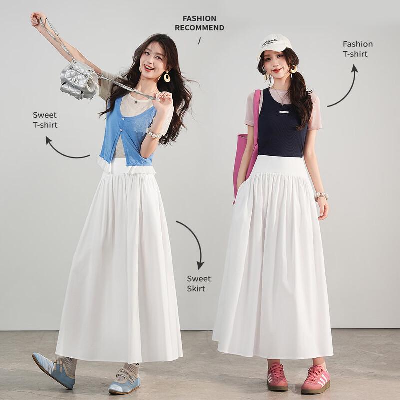Bailuyu Pleated High-Waist A-Line Midi Skirt XL