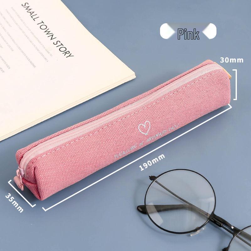 Compact Canvas Pencil Case for Girls - Small Capacity, Simple Design for Elementary and Middle School