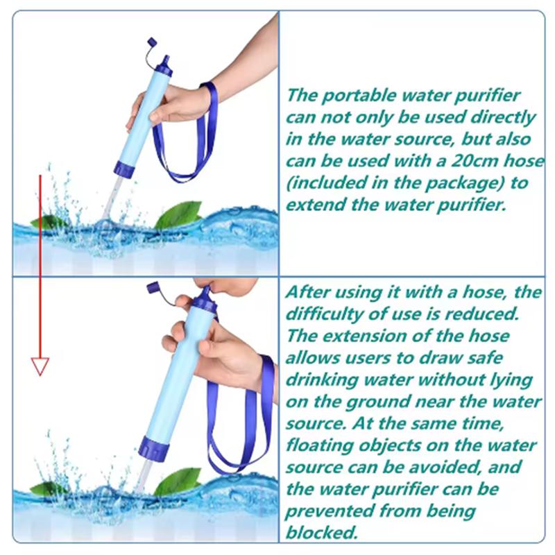 396 Gallon Outdoor Personal Water Filter Ultra-Light 0.01 Micron 4-Stage Filter System Portable Water Purifier Survival Straw