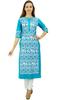 Phagun Women's Designer Straight Black Kurta 3 4 Sleeve Printed Casual